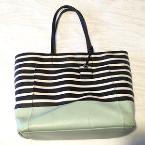 Kate Spade Black and White Tote with Mint Dip